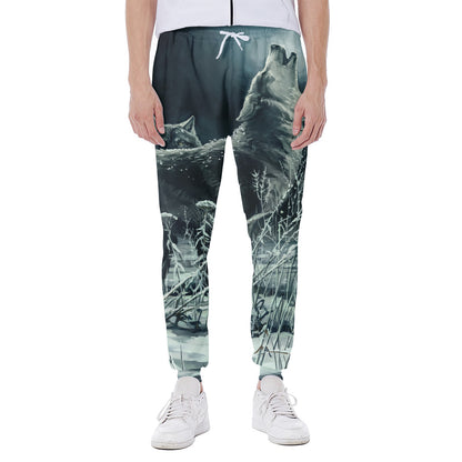 Howling Snowy Wolf Painting Print Scuba Joggers