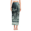 Howling Snowy Wolf Painting Print Side Slit Maxi Skirt
