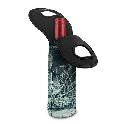 Howling Snowy Wolf Painting Print Single Neoprene Wine Tote