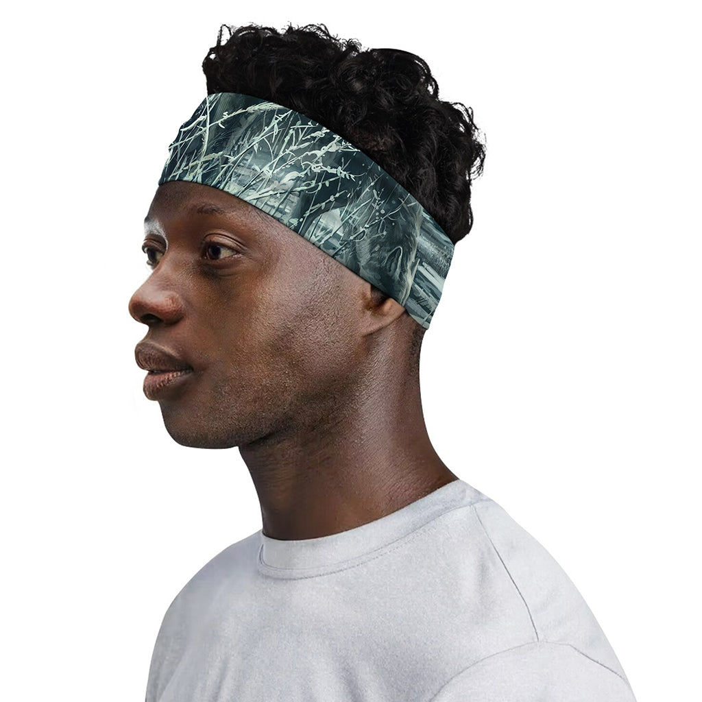 Howling Snowy Wolf Painting Print Sports Headband