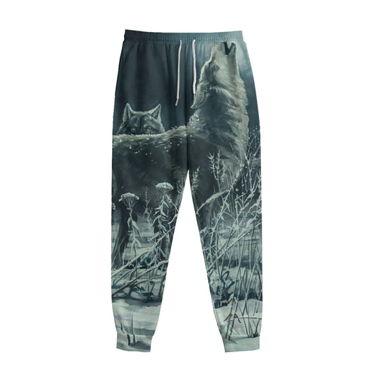 Howling Snowy Wolf Painting Print Sweatpants