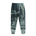Howling Snowy Wolf Painting Print Sweatpants