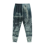 Howling Snowy Wolf Painting Print Sweatpants