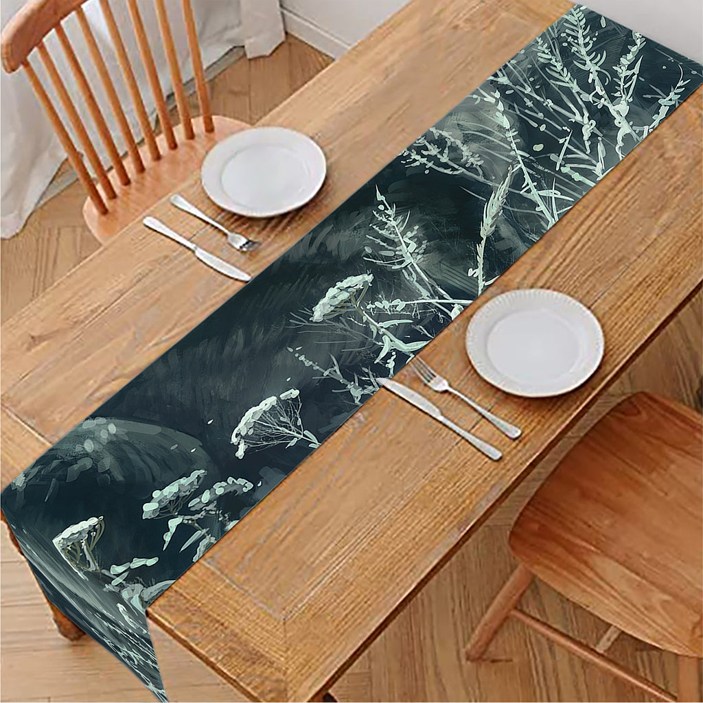 Howling Snowy Wolf Painting Print Table Runner
