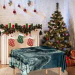 Howling Snowy Wolf Painting Print Tablecloth