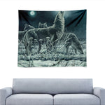 Howling Snowy Wolf Painting Print Tapestry