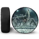 Howling Snowy Wolf Painting Print Tire Cover With Camera Hole