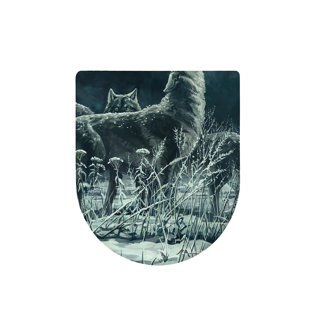 Howling Snowy Wolf Painting Print Toilet Lid Cover