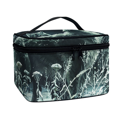 Howling Snowy Wolf Painting Print Travel Makeup Bag