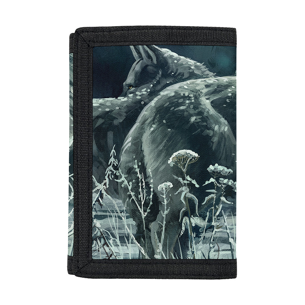 Howling Snowy Wolf Painting Print Trifold Wallet