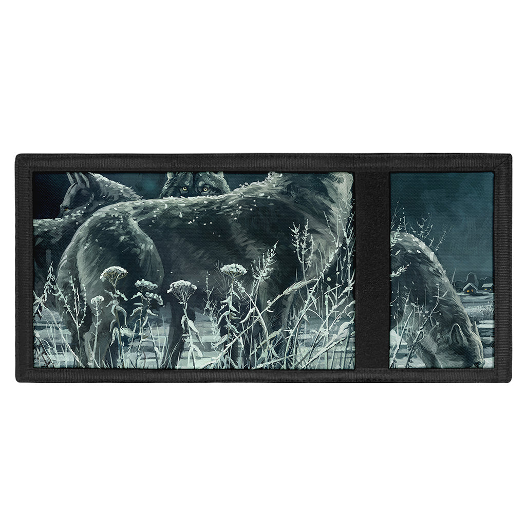 Howling Snowy Wolf Painting Print Trifold Wallet