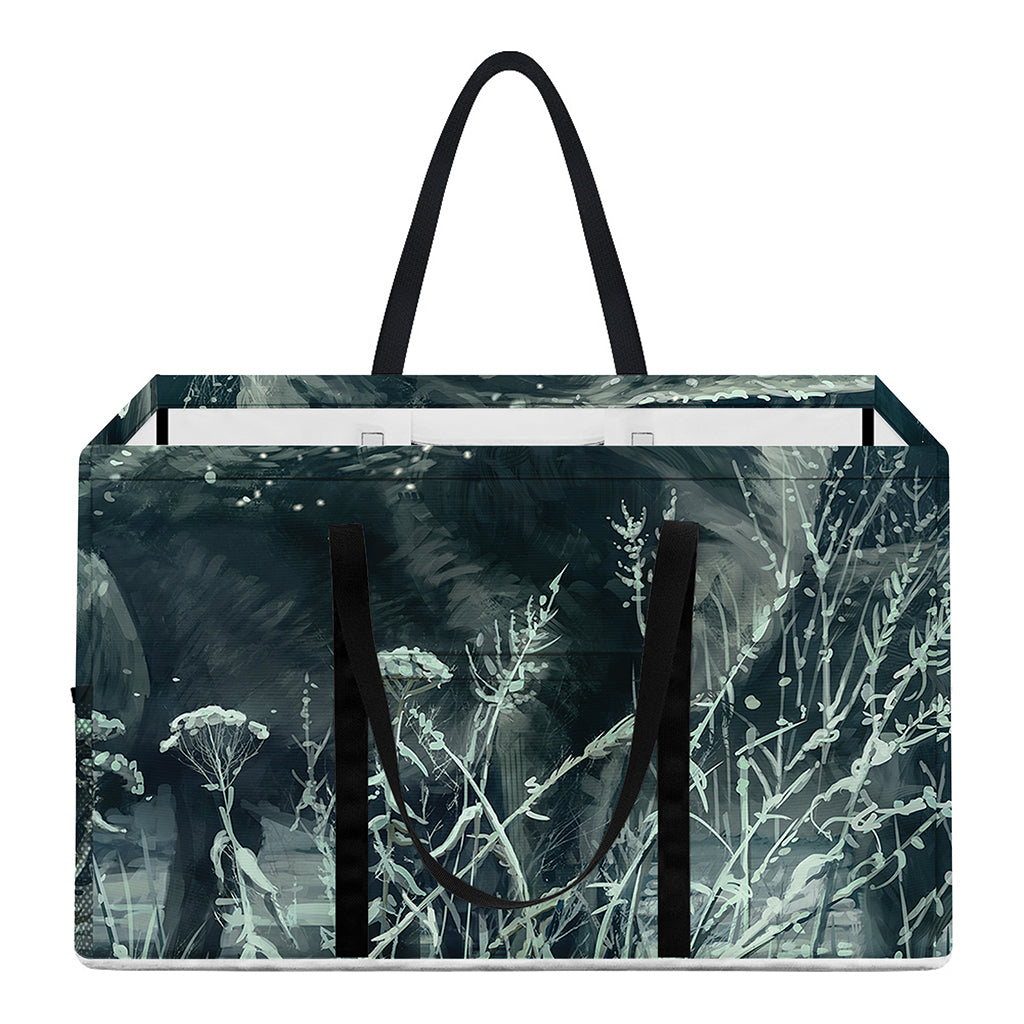 Howling Snowy Wolf Painting Print Utility Tote Bag