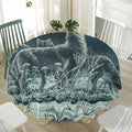 Howling Snowy Wolf Painting Print Waterproof Round Tablecloth