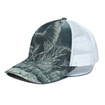 Howling Snowy Wolf Painting Print White Mesh Trucker Cap