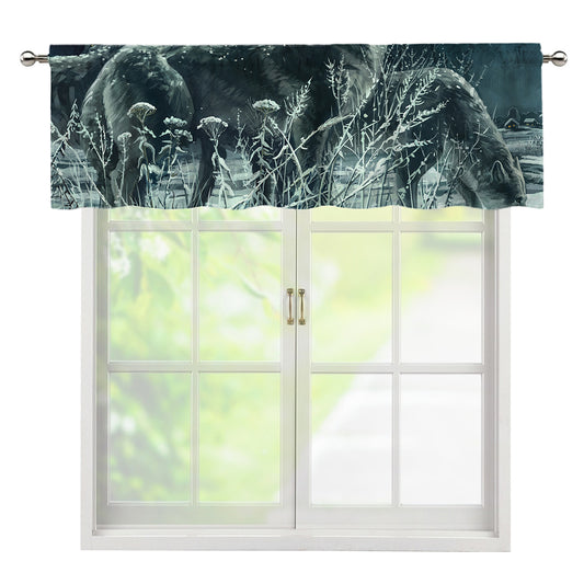 Howling Snowy Wolf Painting Print Window Valance