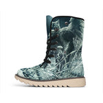 Howling Snowy Wolf Painting Print Winter Boots