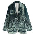 Howling Snowy Wolf Painting Print Women's Blazer