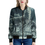 Howling Snowy Wolf Painting Print Women's Bomber Jacket