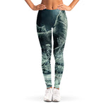 Howling Snowy Wolf Painting Print Women's Leggings