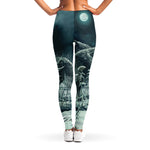 Howling Snowy Wolf Painting Print Women's Leggings