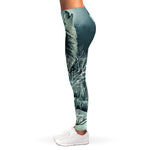 Howling Snowy Wolf Painting Print Women's Leggings