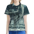 Howling Snowy Wolf Painting Print Women's Polo Shirt