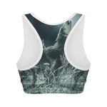 Howling Snowy Wolf Painting Print Women's Sports Bra