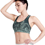 Howling Snowy Wolf Painting Print Women's Sports Bra