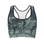 Howling Snowy Wolf Painting Print Women's Sports Bra