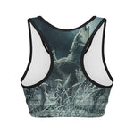 Howling Snowy Wolf Painting Print Women's Sports Bra