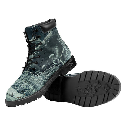 Howling Snowy Wolf Painting Print Work Boots