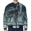 Howling Snowy Wolf Painting Print Zip Sleeve Bomber Jacket