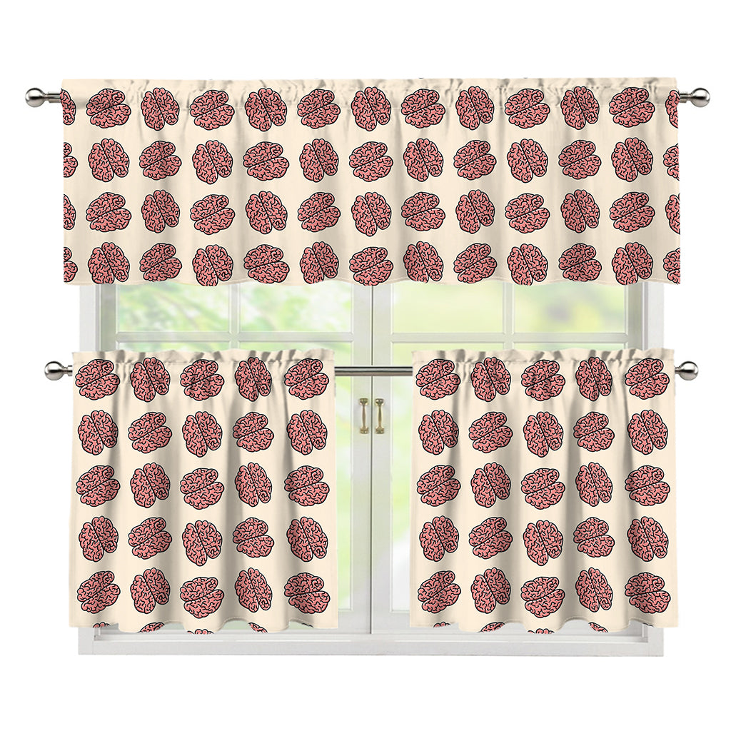 Human Brain Pattern Print 3 Piece Kitchen Curtains