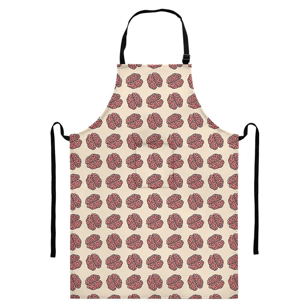 Human Brain Pattern Print Bib Apron With Pocket