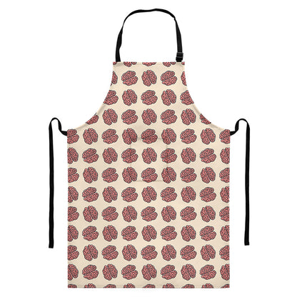 Human Brain Pattern Print Bib Apron With Pocket