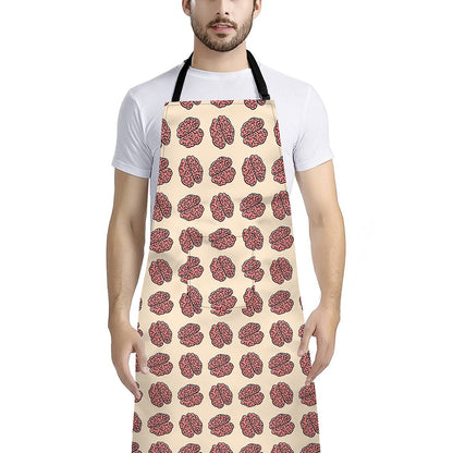 Human Brain Pattern Print Bib Apron With Pocket