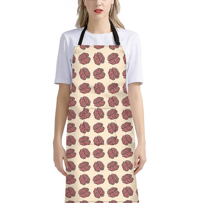 Human Brain Pattern Print Bib Apron With Pocket