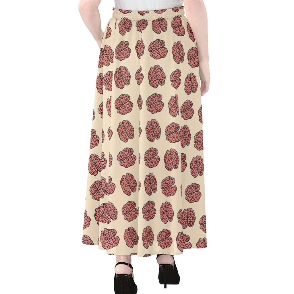 Human Brain Pattern Print Chiffon Maxi Skirt