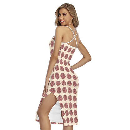 Human Brain Pattern Print Cross Back Cami Dress