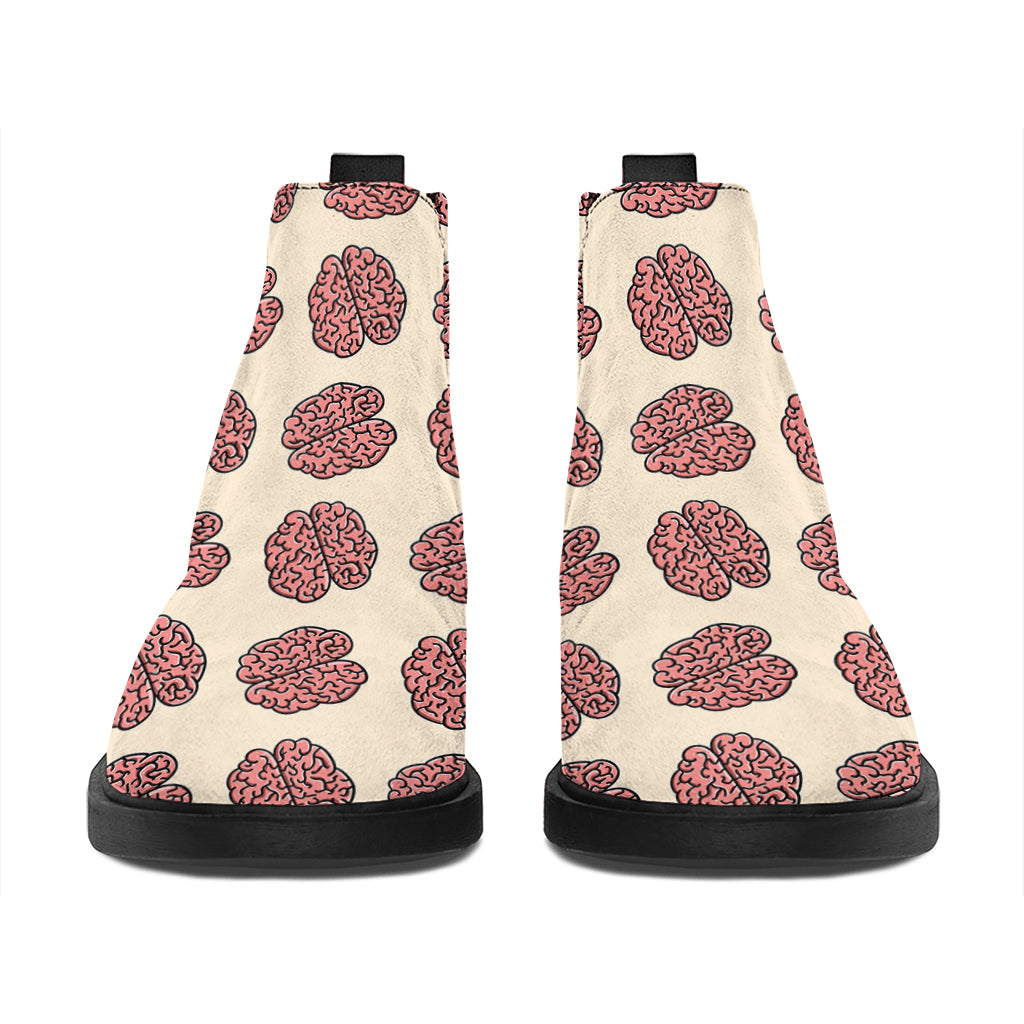 Human Brain Pattern Print Flat Ankle Boots