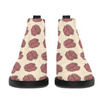 Human Brain Pattern Print Flat Ankle Boots