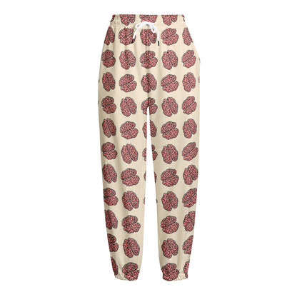 Human Brain Pattern Print Fleece Lined Knit Pants