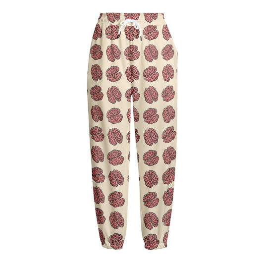 Human Brain Pattern Print Fleece Lined Knit Pants
