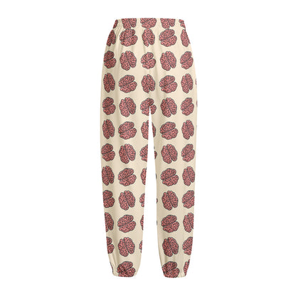 Human Brain Pattern Print Fleece Lined Knit Pants