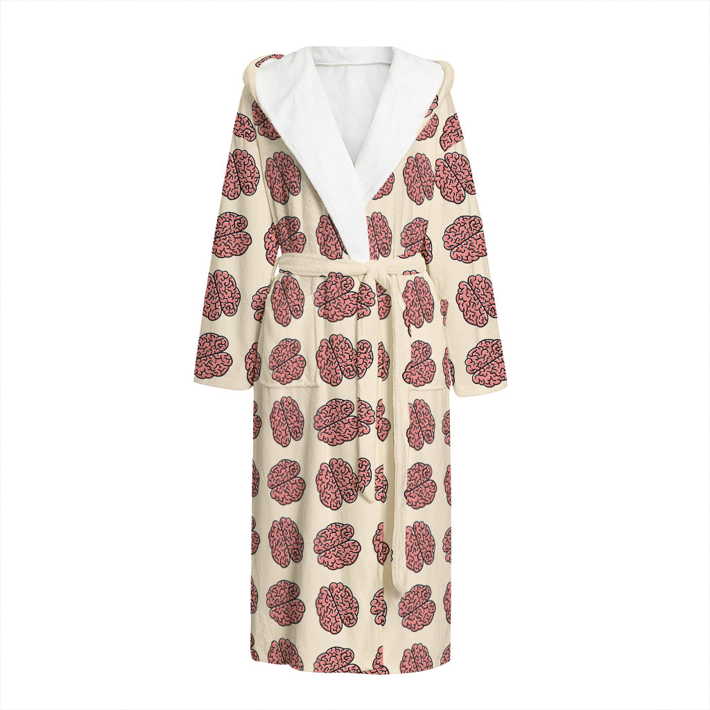 Human Brain Pattern Print Hooded Bathrobe