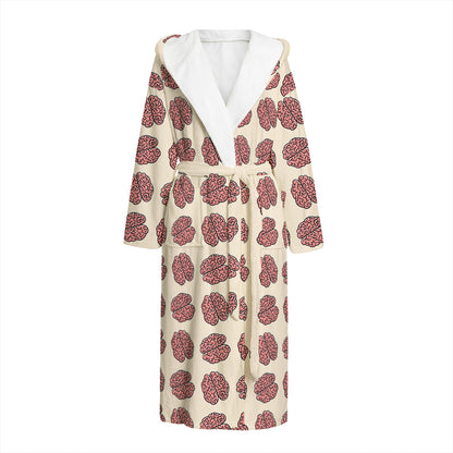 Human Brain Pattern Print Hooded Bathrobe