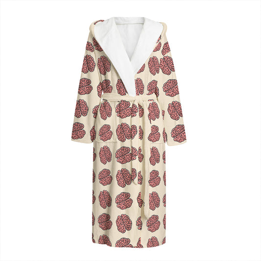 Human Brain Pattern Print Hooded Bathrobe