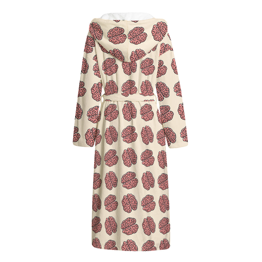 Human Brain Pattern Print Hooded Bathrobe