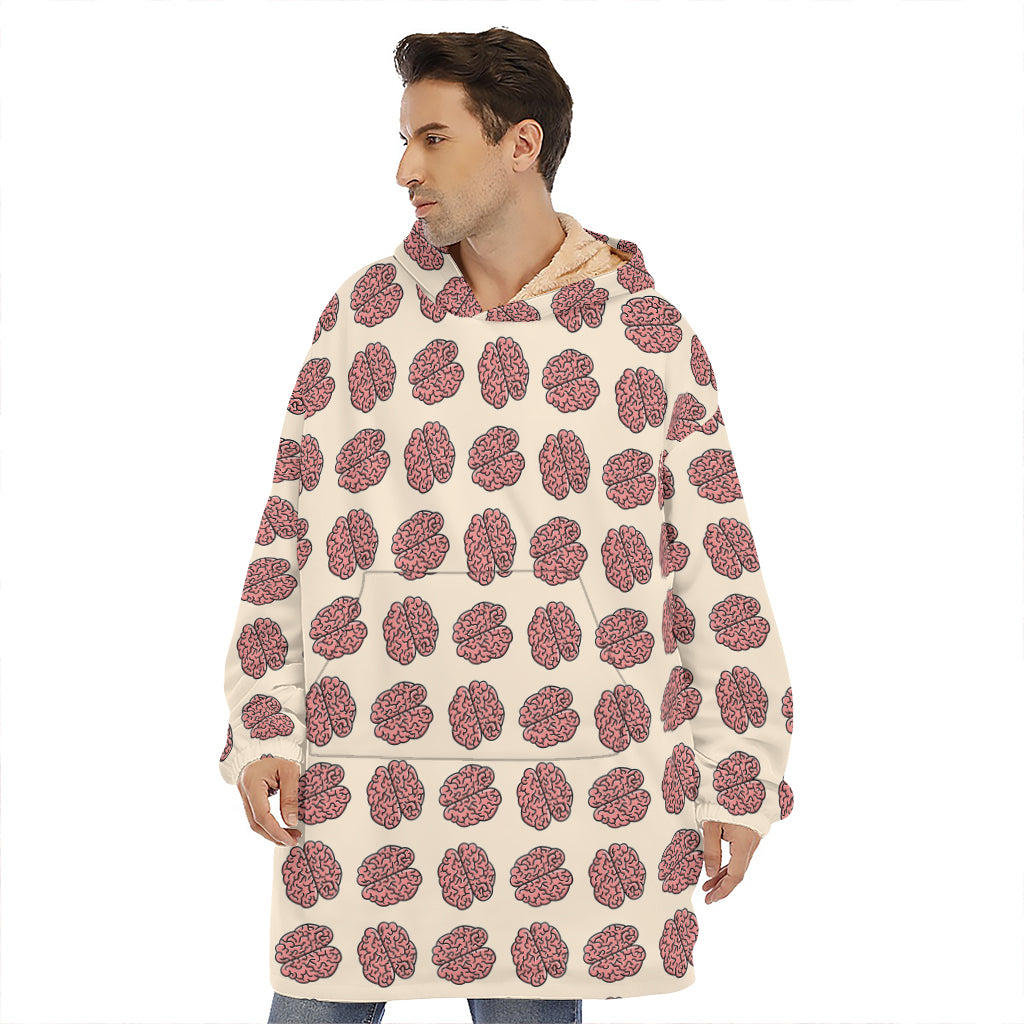 Human Brain Pattern Print Hoodie Blanket