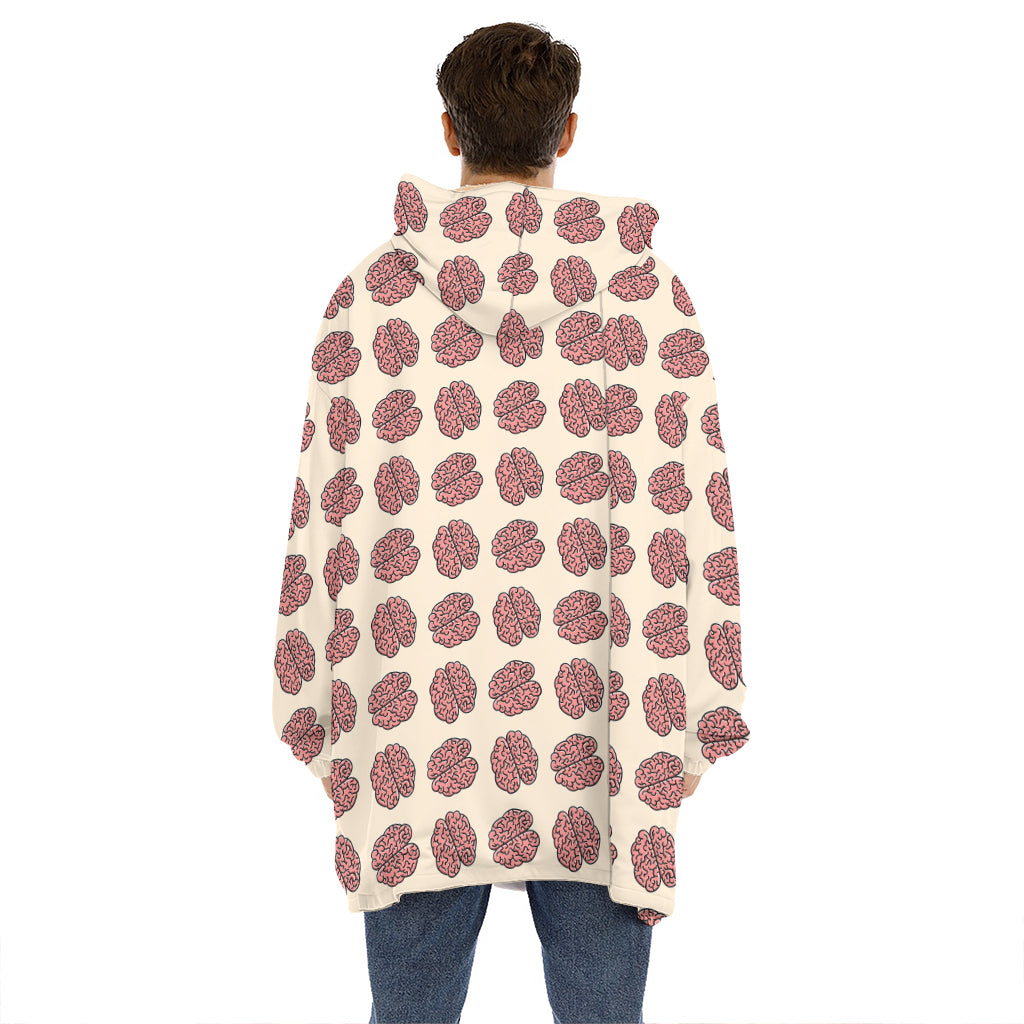 Human Brain Pattern Print Hoodie Blanket